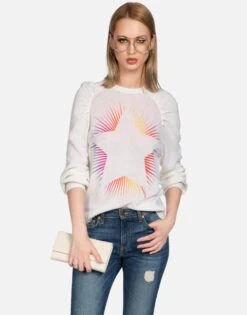 Vida Bright Starburst -Sweater Store lauren moshi bright starburst cashmere sweater 1350 CSM 13368 CRME 03
