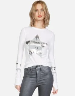 Mckinley Dripping Star -Sweater Store lauren moshi foil dripping star fitted thermal 2158 THR 13235 WHT 02