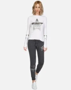 Mckinley Dripping Star -Sweater Store lauren moshi foil dripping star fitted thermal 2158 THR 13235 WHT 13