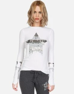 Mckinley Dripping Star -Sweater Store lauren moshi foil dripping star fitted thermal 2158 THR 13235 WHT 14