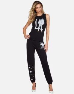 Brynn LA Peace Finger -Sweater Store lauren moshi la peace finger sweatpants 4092 FTL 13157 BLK 09