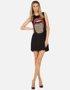 Deanna Leopard Tongue -Sweater Store lauren moshi leopard tongue sleeveless mini dress 3047 RSN 13404 BLK 02