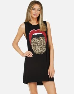 Deanna Leopard Tongue -Sweater Store lauren moshi leopard tongue sleeveless mini dress 3047 RSN 13404 BLK 04