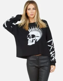 Lee X Lightning Skull 10 Lee X Lightning Skull -Sweater Store lauren moshi lightning skull ls crop raw hem pullover 1341 CCF 13442 BLK 04