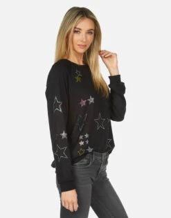 Noleta Crystal Stars -Sweater Store lauren moshi noleta crystal stars made in los angeles usa 1217 MSF 14322 BLK 13