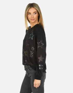 Noleta Crystal Stars -Sweater Store lauren moshi noleta crystal stars made in los angeles usa 1217 MSF 14322 BLK 14