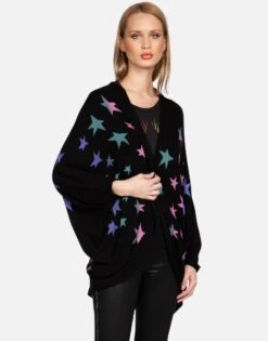 Isla Ombre Stars 8 Isla Ombre Stars -Sweater Store lauren moshi ombre stars cardigan wrap 1058 BRH 33367 BLK 01