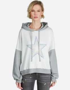 Ellie Rainbow Star Outline -Sweater Store lauren moshi rainbow star outline hoodie 1340 FTL 13061 MLKHEG 13
