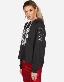 Autumn Happy Skull Flower -Sweater Store lauren moshi skull flower pullover hoodie 1347 FTL 13142 ONYX 04