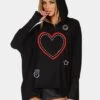 Wilma X Stitched Heart Elements -Sweater Store lauren moshi stitched elements X pullover hoodie 1092 HAC X13261 JBLK 01