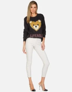 Jocelyn Loveable Heart Teddy -Sweater Store lauren moshi striped heart teddy loveable vintage raglan pullover 1396 FTL 13277E100 ONYX 06