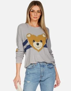 Chrissy Heart Teddy -Sweater Store lauren moshi striped heart teddy thermal pullover 1387 THR 13276 HEG 05