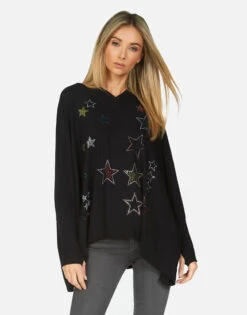 Wilma Crystal Stars -Sweater Store lauren moshi wilma crystal stars made in los angeles usa 1092 HAC 14321 BLK 01
