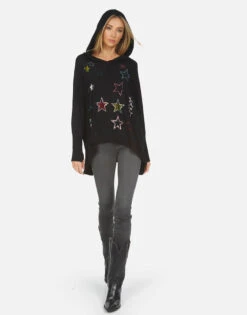 Wilma Crystal Stars -Sweater Store lauren moshi wilma crystal stars made in los angeles usa 1092 HAC 14321 BLK 04