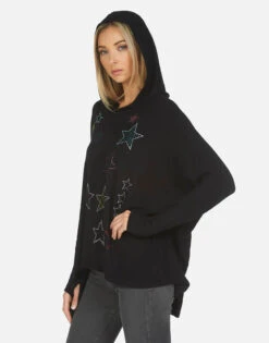 Wilma Crystal Stars -Sweater Store lauren moshi wilma crystal stars made in los angeles usa 1092 HAC 14321 BLK 07