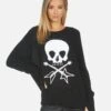 Ladona Music Skull -Sweater Store lauren moshi womens clothing made in usa 1209 CSM 14295 BLK 02
