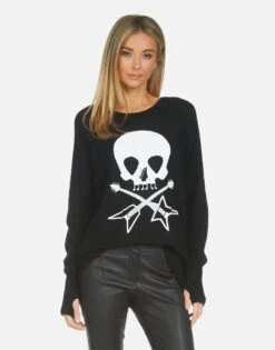 Ladona Music Skull 9 Ladona Music Skull -Sweater Store lauren moshi womens clothing made in usa 1209 CSM 14295 BLK 03