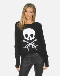 Ladona Music Skull 10 Ladona Music Skull -Sweater Store lauren moshi womens clothing made in usa 1209 CSM 14295 BLK 04